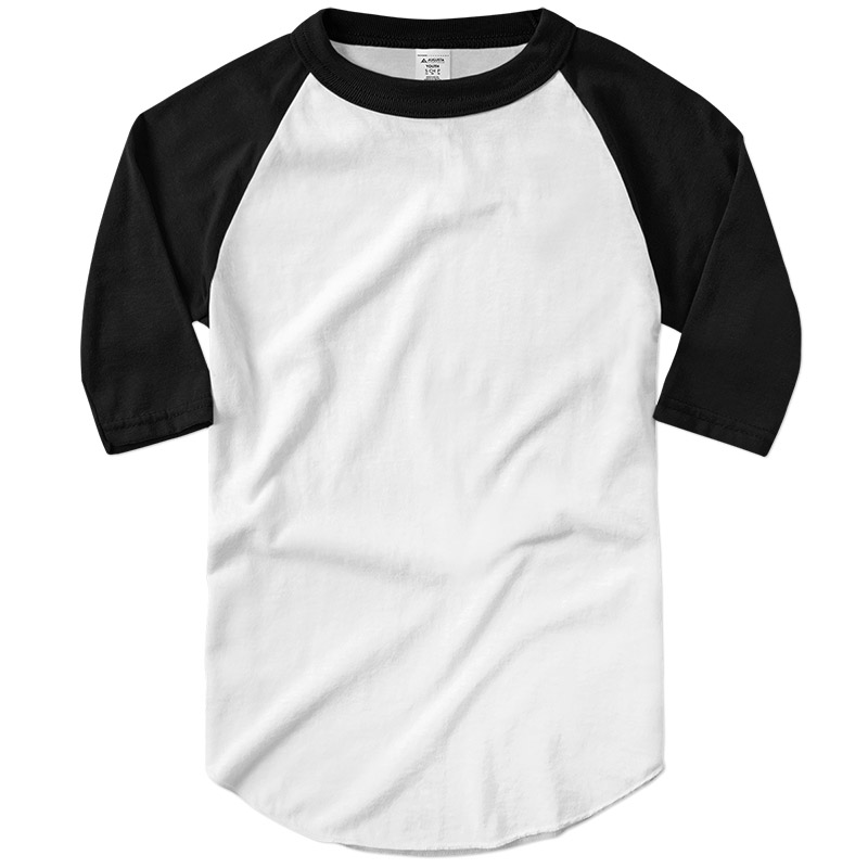 Augusta Sportswear Youth Raglan Baseball Jersey Tee - White/Black
