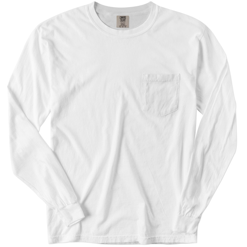 Comfort Colors Pigment Dyed Longsleeve Pocket Tee - White