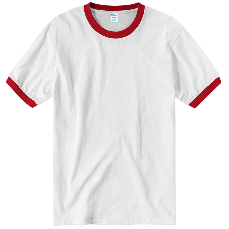 Port and Company Cotton Ringer Tee - White/Red